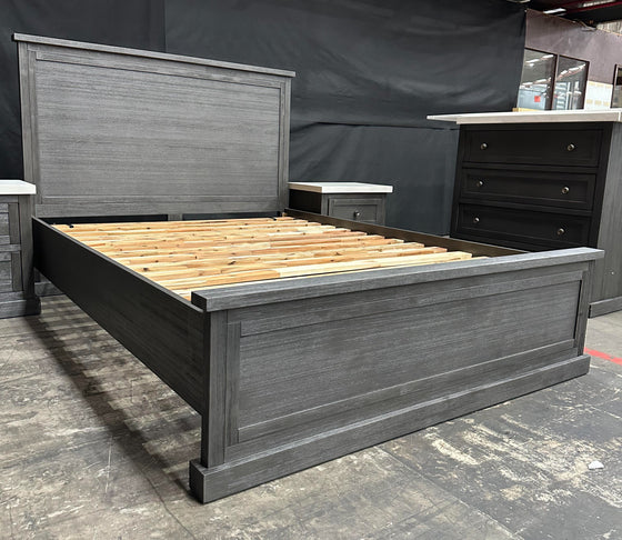 Logan Bed Frame made from Solid Wire Brush Timber in Satin Black