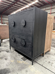  Meika Tallboy with a Stunning Black Satin Timber Finish