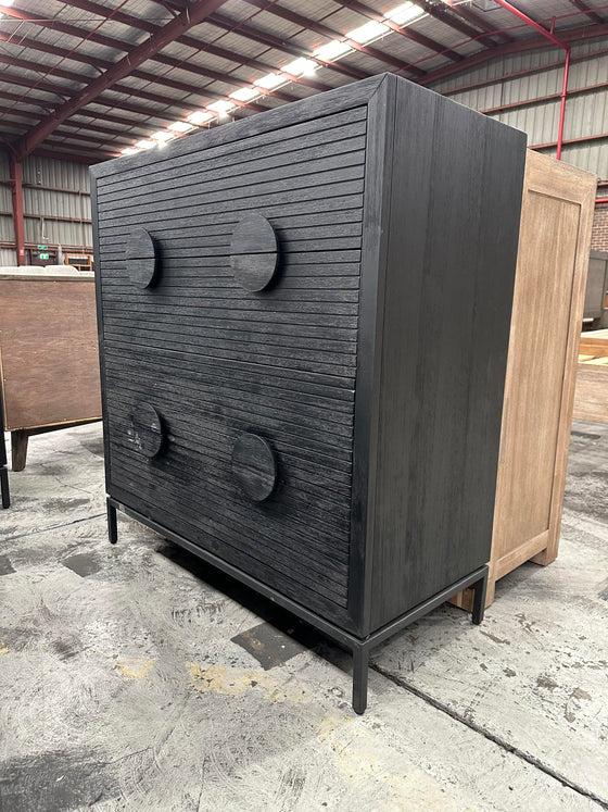 Meika Tallboy with a Stunning Black Satin Timber Finish