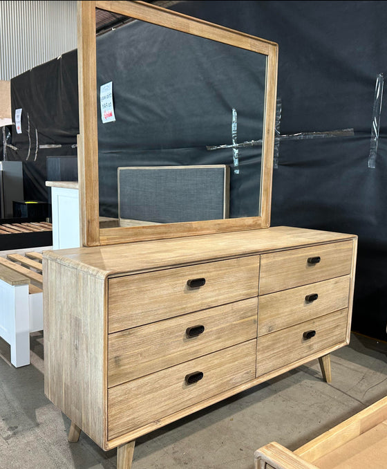 Braga Dresser with Mirror made from Solid Acacia Brushed Timber