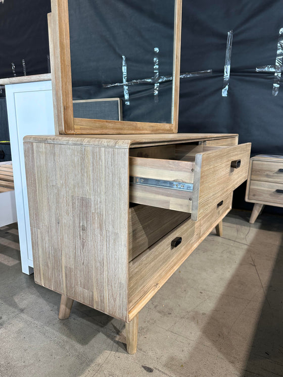 Braga Dresser with Mirror made from Solid Acacia Brushed Timber