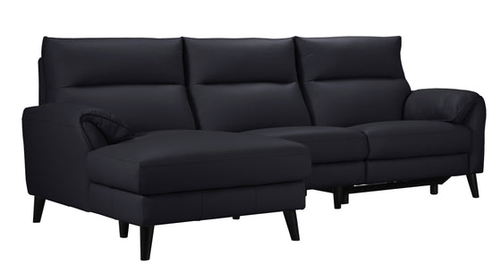 florence 3 seater chaise lounge in black