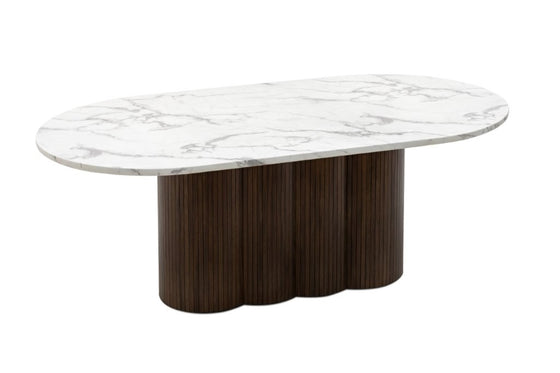 Henley 7 Piece Dining Suite – Solid Marble Top & Walnut Timber