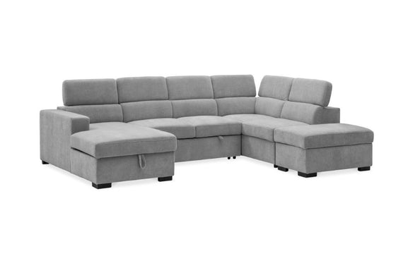 Kayla 5 Seater Modular Corner Lounge with Ottoman – Glamour Fabric & Generous Storage