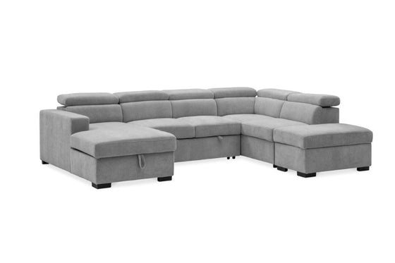 Kayla 5 Seater Modular Corner Lounge with Ottoman – Glamour Fabric & Generous Storage