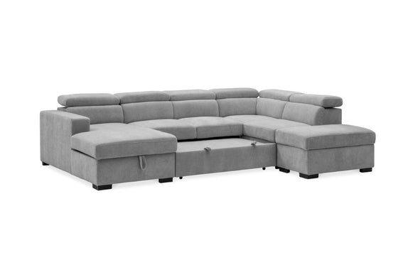 Kayla 5 Seater Modular Corner Lounge with Ottoman – Glamour Fabric & Generous Storage