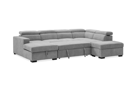 Kayla 5 Seater Modular Corner Lounge with Ottoman – Glamour Fabric & Generous Storage