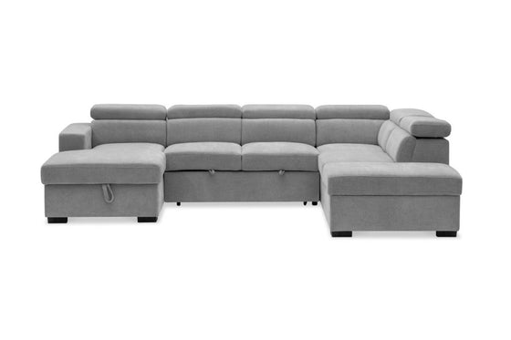 Kayla 5 Seater Modular Corner Lounge with Ottoman – Glamour Fabric & Generous Storage