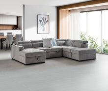  Kayla 5 Seater Modular Corner Lounge with Ottoman – Glamour Fabric & Generous Storage