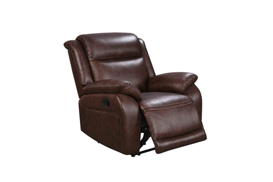 somers single recliner fully reclined in brown